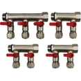 thumbnail image 2 of DMNI 9 Loop Port Ball Valve Brass - Pex Manifold - 3/4" NPT Thread - Inlet 1/2" Outlet - Red Handles, 2 of 5