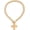 Gold, variant on Gold Chunky Cross Pendant Necklace for Women,Punk Hollow Round Chain OT Toggle Choker Necklace,Unique Hammered Crucifix Blessing Faith Based Gift
