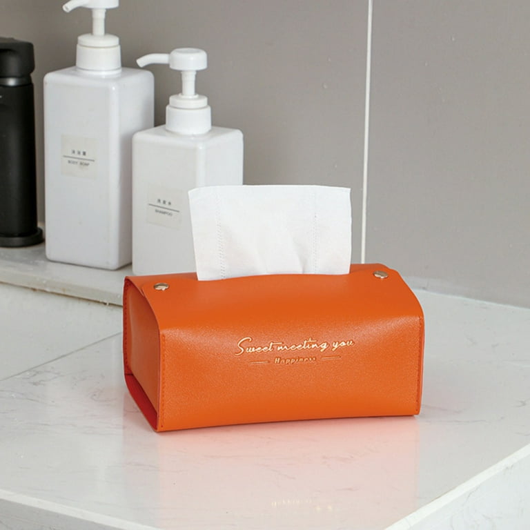 Fashion Letter Pattern Leather Tissue Box Removable Tissue Holder Napkin  Storage Bag for Car Household Toilet Living Room Use