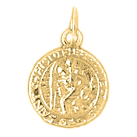 18K Yellow Gold Saint Christopher Pendant - 15 mm