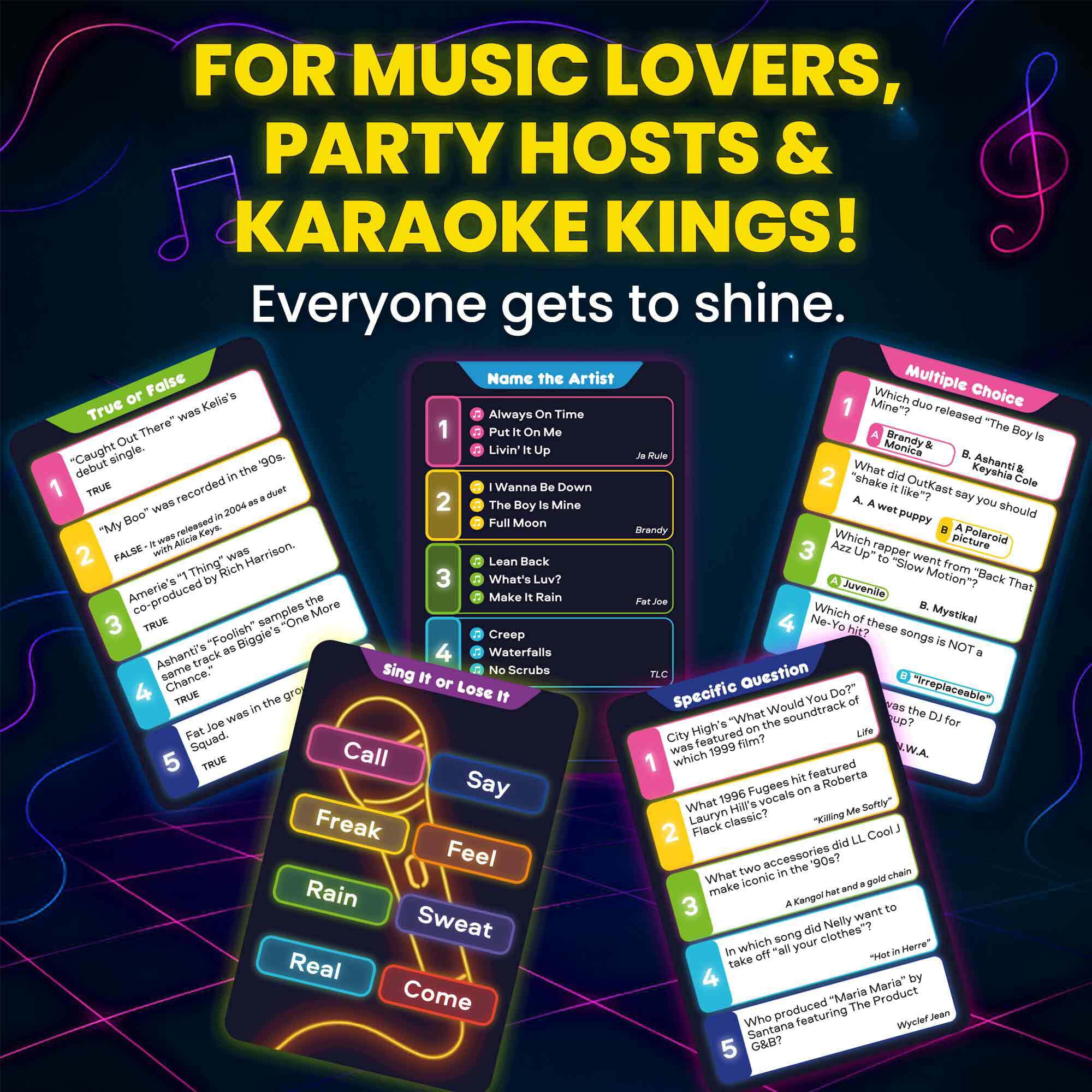 QUOKKA Card Game for Adults - Music Trivia Family Party Game - Who Knows Hits Better? Hip-Hop R&B