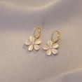 thumbnail image 2 of Pendientes de flor de piedra de ojo de gato con hebilla de oreja que combinan con todo, elegantes y modernos pendientes de nicho coreanos, 2 of 6