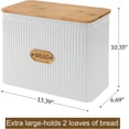 thumbnail image 6 of Extra Large Space Saving Farmhouse White Bread Box With Bamboo Lid - Holds 2 Loaves - Vertical Breadbox Bread Storage Bin Holder for Kitchen Countertop, Honeycomb Embossed Pattern, 6 of 8