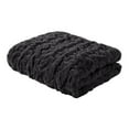 thumbnail image 1 of Madison Park 100 Percent Polyester Solid Long Fur Throw in Black, 1 of 6