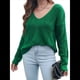thumbnail image 2 of Suéteres de Otoño con Cuello Redondo de Crochet y Aberturas, Bonitos Suéteres de Invierno para Mujer, A Verde L, 2 of 9