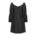 thumbnail image 5 of Herrnalise Women’s Dresses Summer 2024 Fashion Casual Solid 3/4 Sleeve OneRuffle Shoulder Mini Dress S-2XL, 5 of 8