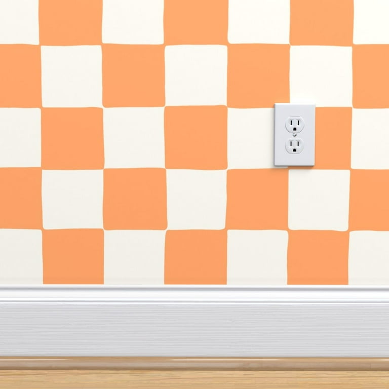 Peel & Stick Wallpaper 12ft x 2ft - Retro Checkerboard Orange