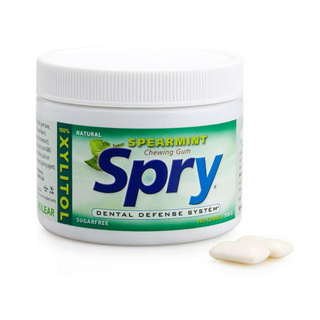 Spry, Dental Defense, Xylitol Spearmint Chewing Gum, 100