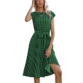 thumbnail image 2 of Seyurigaoka Summer Family Matching Dress, Mother and Daughter Short Sleeve Waist Tie Dots Print Dress, 2 of 9