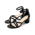 thumbnail image 3 of BLISSFUL STEP Women's Block Heel Ankle Strap Round Toe Heels Sandals Black (Size 6), 3 of 7