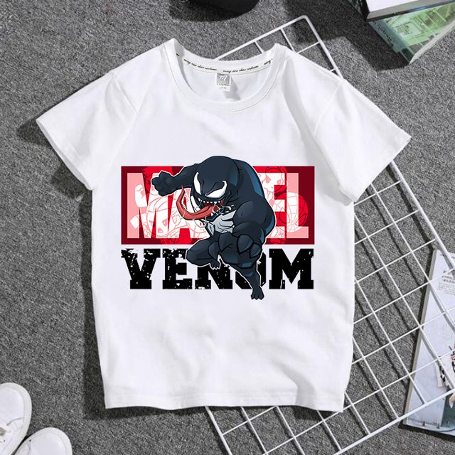 Kids Summer Tops Tees Cartoon Spiderman White Short Sleeve T-Shirt