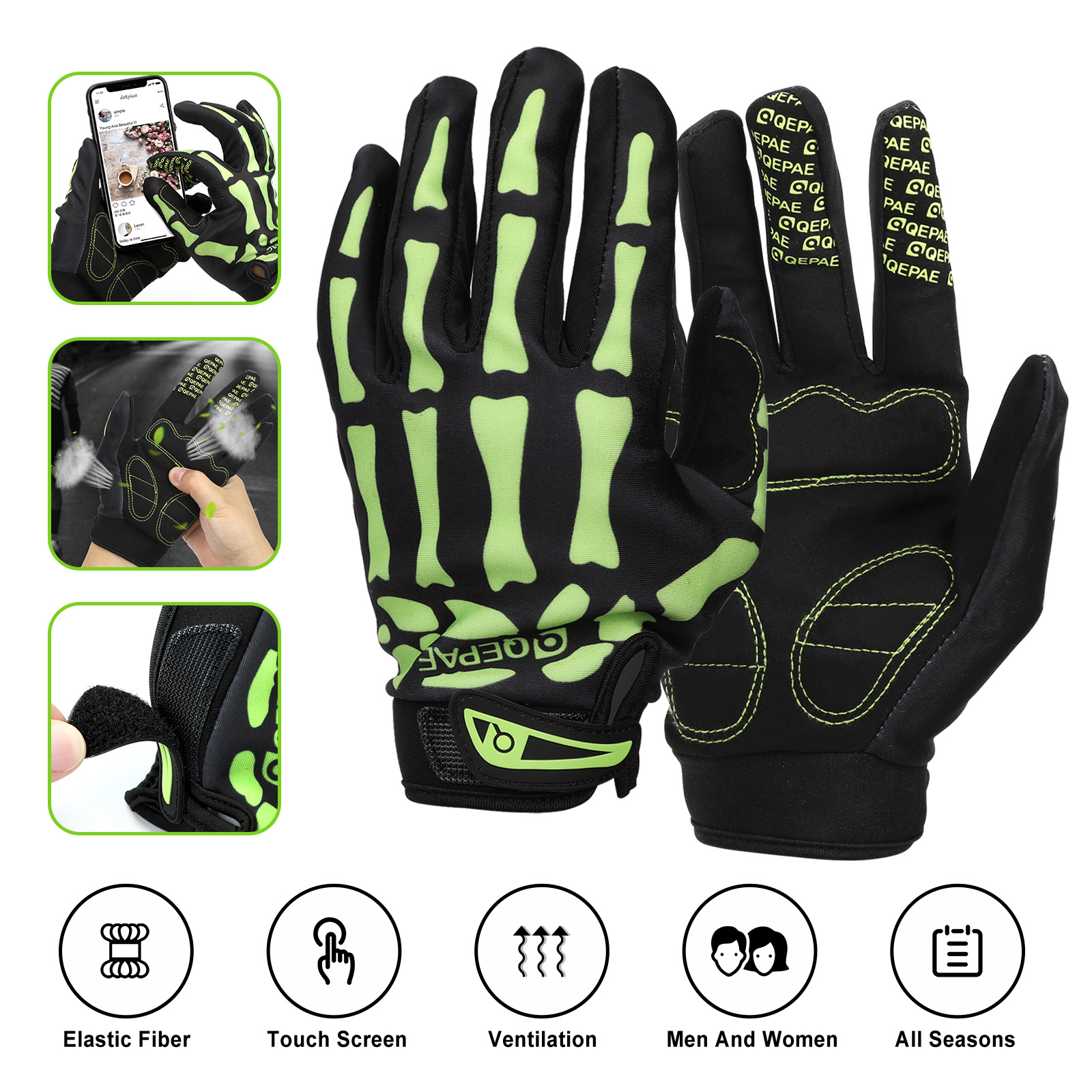 Details about  / Full Finger Motorcycle Winter Gloves Touch Screen Adjustable Elastic Sport Glove