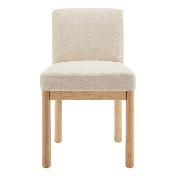 Pemberly Row Fabric Low-Back Dining Chair in Beige (Set of 2)