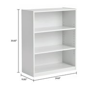 Mainstays 3-Shelf Bookcase with Adjustable Shelves, White