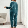 thumbnail image 5 of Wensltd Women's Plus Size Pajama Set Solid Color Long Sleeve Long Pants Fleece Sleepwear Warm Cozy Autumn Winter Thick Outfit, 5 of 5