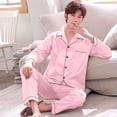 thumbnail image 1 of Pijamas de primavera y otoño para hombre, de manga larga, de seda fina, para verano, para jóvenes, para el hogar, traje de seda, talla grande, 1 of 6