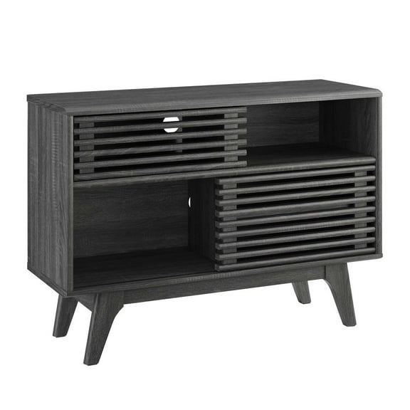 Modway Render Modern Style Particleboard Wood Display Stand in Charcoal