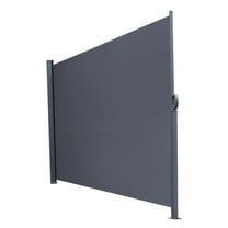 118"x63" Retractable Side Awning Aluminum Patio Outdoor Folding Privacy Divider, Water & UV Resistant Sun Shade Privacy Wind Screen for Garden, Backyard, Terrace (Dark Grey)