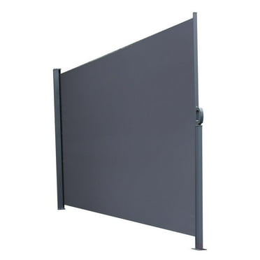 118"x63" Retractable Side Awning Aluminum Patio Outdoor Folding Privacy Divider, Water & UV Resistant Sun Shade Privacy Wind Screen for Garden, Backyard, Terrace (Dark Grey)