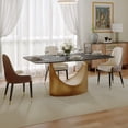 thumbnail image 4 of POVISON 63" Modern Dining Table for 4, Rectangular Matte Black Sintered Stone Dining Table with Bronze Carbon Steel Legs, 4 of 14