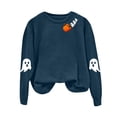 thumbnail image 4 of Duqingm Halloween Shirts for Women Cute Ghost Graphic Crewneck Sweatshirts Oversized Long Sleeve Spooky Pullover Sweaters,S, 4 of 5