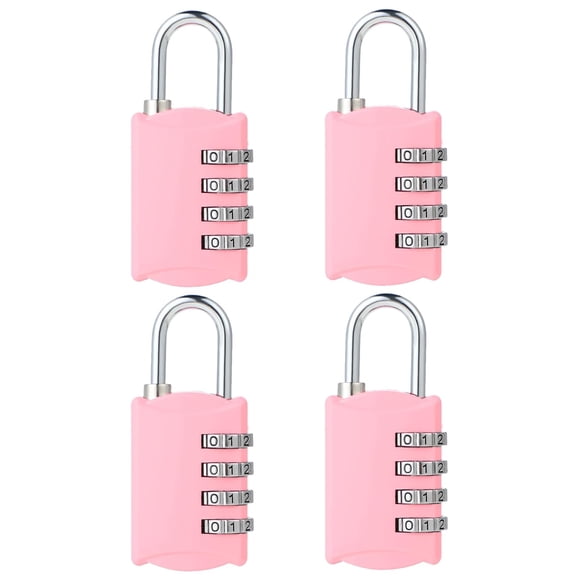 Delswin Candado de combinación pequeño para taquilla Mini candado combinado de 4 dígitos para mochila y equipaje [Rosa Sakura] Candado de combinación para taquilla de gimnasio escolar (paquete de 4)