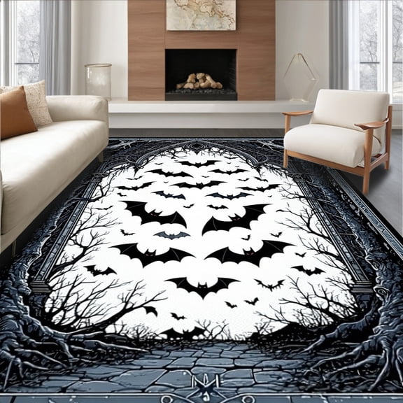 Flatwoven High Traffic Area Rug, Elegant Dark Aesthetic, Non Slip, Stain Resistant, Washable Area Rugs for Living Room, Bedroom(Black, 4X6)