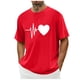 thumbnail image 1 of Tops para hombre, blusas y camisas de cuello redondo y manga corta para hombre. Camiseta/camisa informal de cuello redondo y manga corta con estampado de corazones para hombre. Tops de poliéster para, 1 of 5