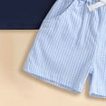 thumbnail image 6 of newwalpole Toddler Baby Boy Summer Clothes Train Engine Embroidery Short Sleeve T Shirt Plaid Shorts Set 2 Piece Outfit Blue for Size 6-12 Months, 6 of 6