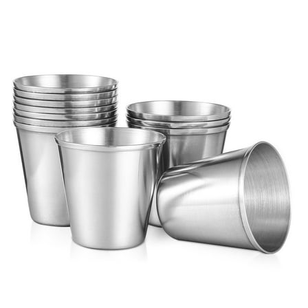 FONDOTIN 12Pcs Portable Stainless Steel Drinking Tumblers For Home Bar Graduation Housewarming Birthday 1.57X1.57X1.57In