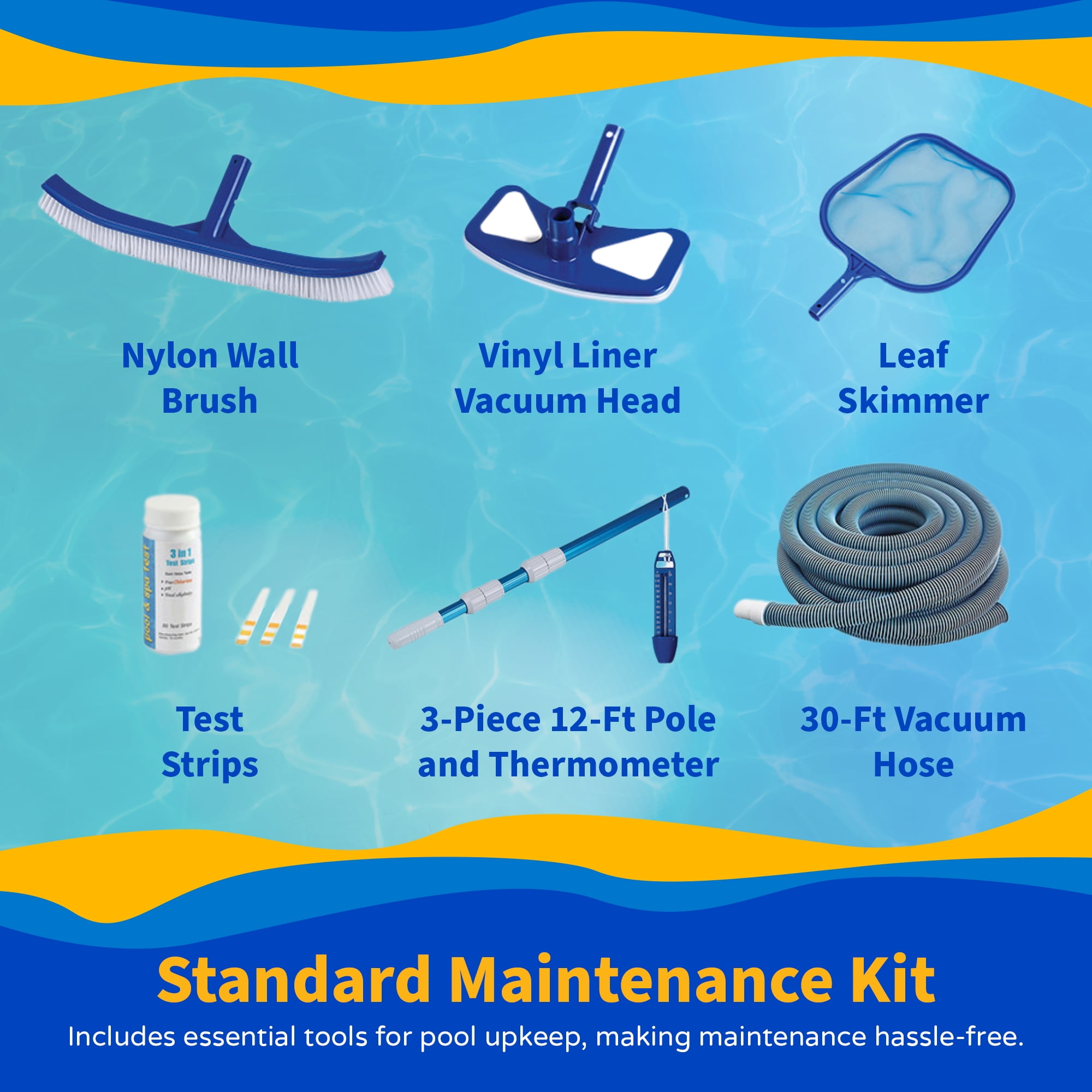 Blue Wave Affinity 27-ft Round 52-in Deep 7-in Top Rail Resin Above Ground Swimming Pool Package