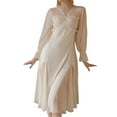 thumbnail image 2 of Kureaily Ladies Can Wear Long Casual Nightgown Home Wear With Net Lace And Breast Pads Nightshirt Soft Pajamas, 2 of 6