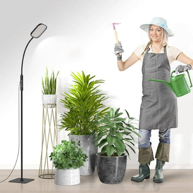 Grow Lights for Indoor Plants LEDs K Full Spectrum LED Plant Light with Stand Dimmable Levels Floor Grow Lamp H Timer &#;Adjustable Height with °Goosenec