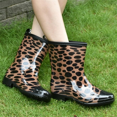 

2022Punk Style Mid Boots Women s Non-Slip Rain Boots Outdoor Rubber Water Shoes