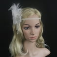 thumbnail image 7 of IDALL Headbands for Women Hair Bands Flapper Feather Headband 1920s Accessories Crystal Beaded Wedding Headpiece Head Scarf A One Size, 7 of 7