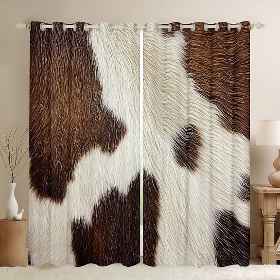 Manfei Chic Cow Print Black Out Curtains for Adult, Rustic Farmhouse Curtains Pack of 2 (42x63 Each), Simple Fashion Style Bedroom Curtains, Window Curtains Room Decor