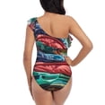 thumbnail image 5 of Salouo Tropical Vacation Essentials Pattern One Shoulder Ruffled One Piece Swimsuit for Women V Neck Swimwear Tummy Control Bathing Suit-Large, 5 of 6