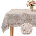 thumbnail image 5 of Light Khaki Damask Floral Tablecloth,60x120 Inch,Waterproof Stain Resistant Table Cover for Kitchen Dining Indoor Outdoor Party Decor, 5 of 7
