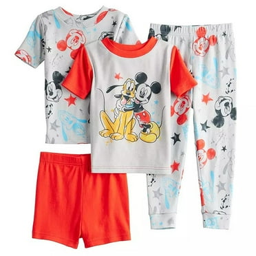 Disney Mickey Mouse and Pluto Toddler Boy's 4-Piece Pajama Set (Size 3T)