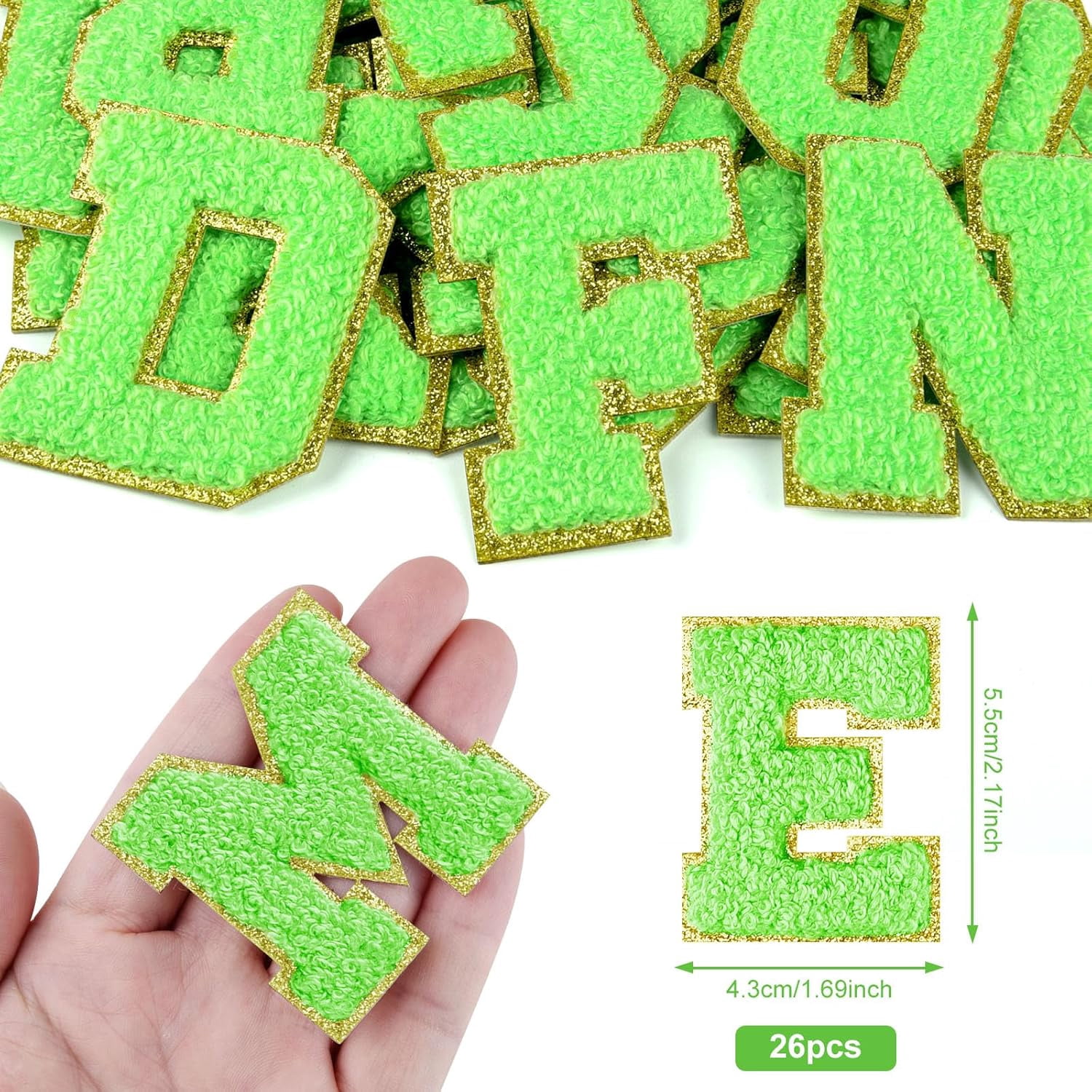 NANAHuang 26Pcs Self Adhesive Chenille Letter Patches A-Z, Chenille Letters for Clothing, Fabric, Shoes, Bags (Light Pink)