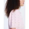thumbnail image 3 of Free Assembly Women's and Women's Plus Cotton Pointelle Cardigan Sweater with Short Sleeves, Lightweight, Sizes XS-4X, 3 of 5