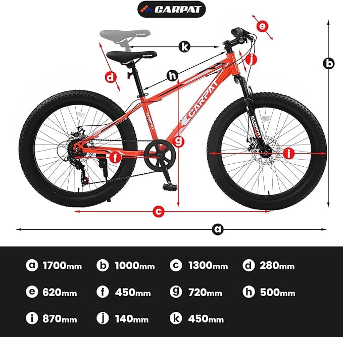 Ecarpat Fat Tire Mountain Bike for Adults Mens 24 inch, 21Speed Disc Brakes, Disc Brakes