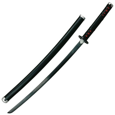 Armory Replicas Tanjiro Katana - Handmade Full Tang Carbon Steel Sword with Black Saya