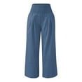 thumbnail image 5 of nochalofo Blue Sweatpants Women, High Waist Wide Leg Palazzo Pants for Women Smocked Elastic Waist Loose Comfy Casual Pajama Pants Pockets, 5 of 9