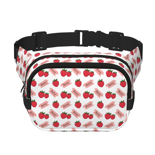 Balery Strawberry Mochila Cinturón para Mujeres y Hombres, Bolsa de Cintura Impermeable de Doble Capa con Correa