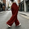 thumbnail image 5 of Women's Wide Leg Sweatpants, Barrel Sweatpants with Elastic Waist & Side Pockets, Solid Joggers for Workout Streetwear | VerBelle,Wine L, 5 of 9