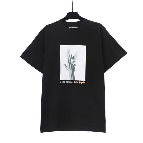 Comercio exterior pa angel marca de moda árbol de coco llama letra logo graffiti flujo pintura Camiseta de manga corta ropa de pareja2261# negro