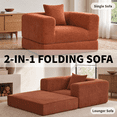 thumbnail image 2 of TACTOW Boneless Sleeper Sofa,Corduroy Multifunctional Single Sofa Chair With 1pc Pillow for Living Room Bedroom Office,Orange, 2 of 8