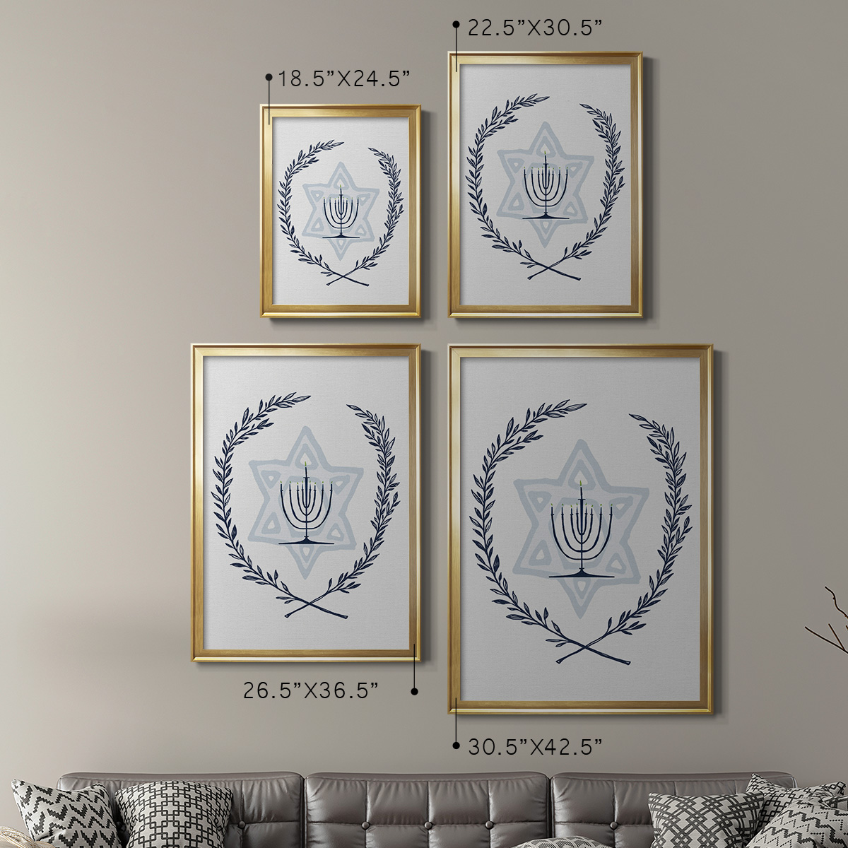 Happy Hanukkah I Premium Framed Print - Ready to Hang