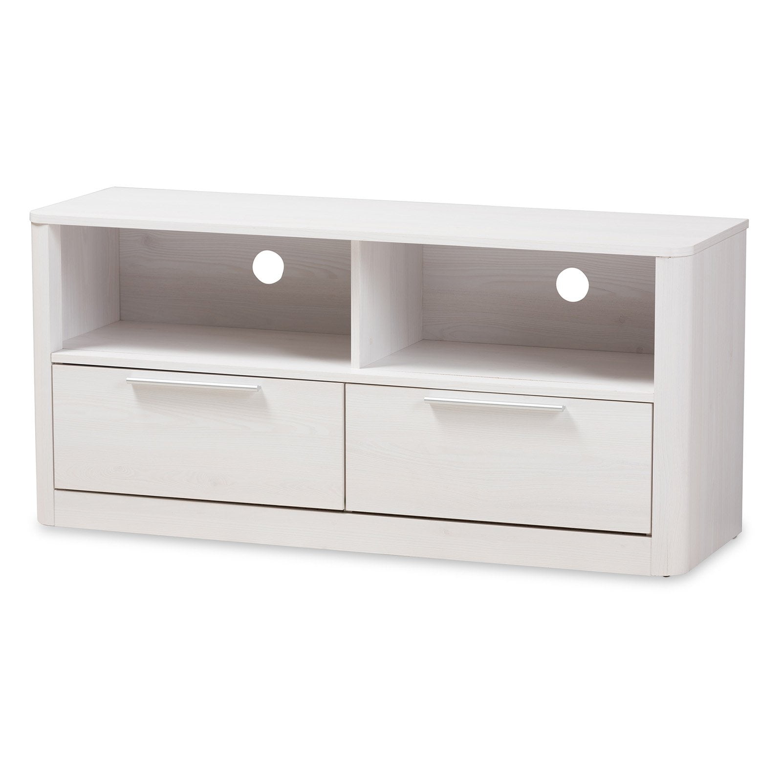 Baxton Studio Carlingford Modern and Contemporary Whitewashed Wood 2-Drawer TV Stand